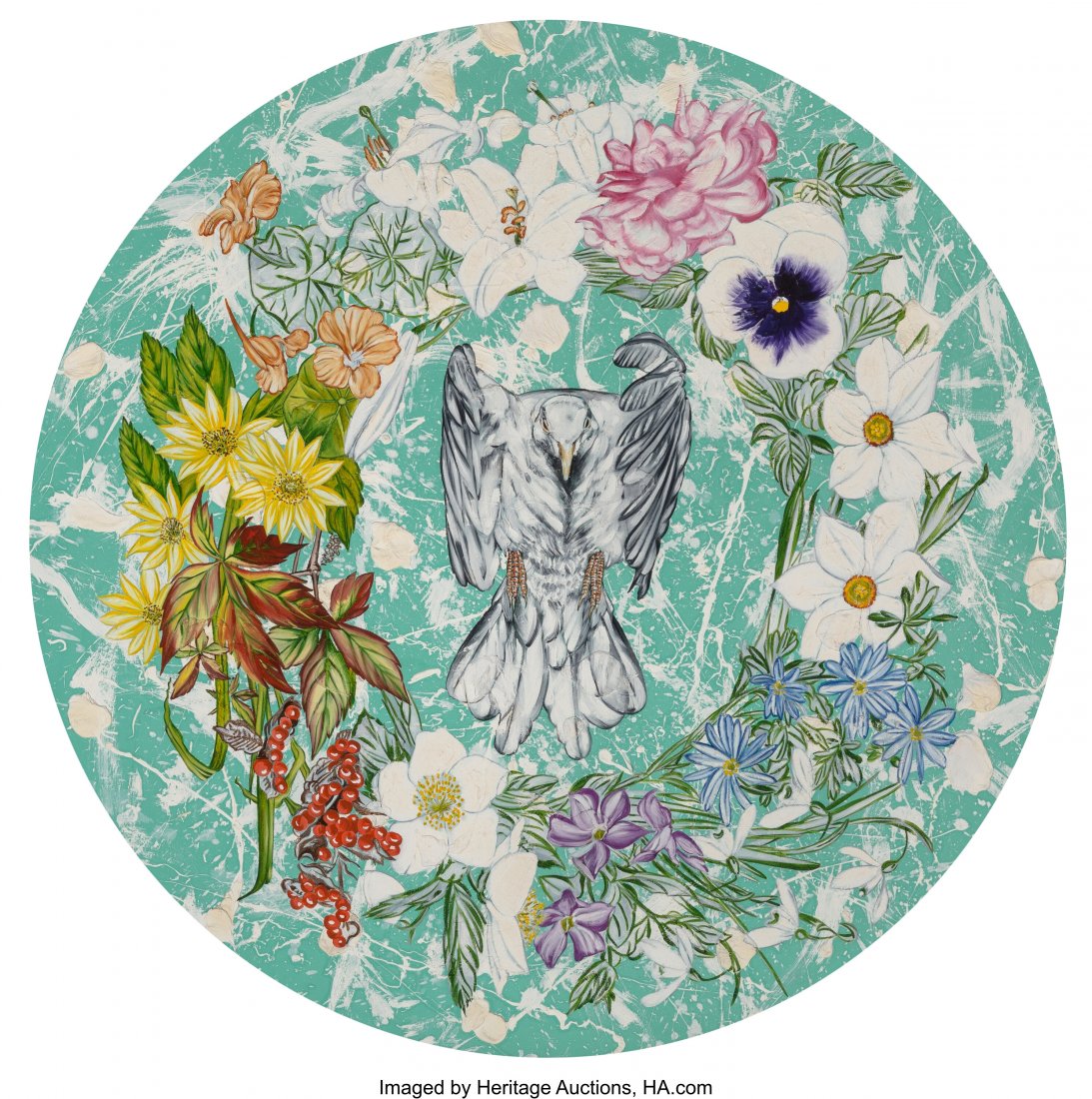 John Newsom (b. 1971) The Messenger and the Medi: John Newsom (b. 1971) The Messenger and the Medium, 2010 Oil on canvas 54 x 54 inches (137.2 x 137.2 cm) Signed, dated, titled, and inscribed on the reverse: J Newsom / The Messenger / and the Medium