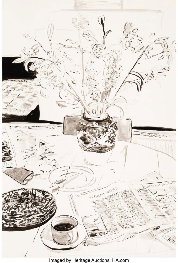 Bill Sullivan (1942-2010) Summer Sunday Breakfas: Bill Sullivan (1942-2010) Summer Sunday Breakfast, 1984 Mixed media on paper 60 x 42 inches (152.4 x 106.7 cm) Signed and dated lower right: Bill Sullivan 84 PROVENANCE: The artist; Horace and Holly S