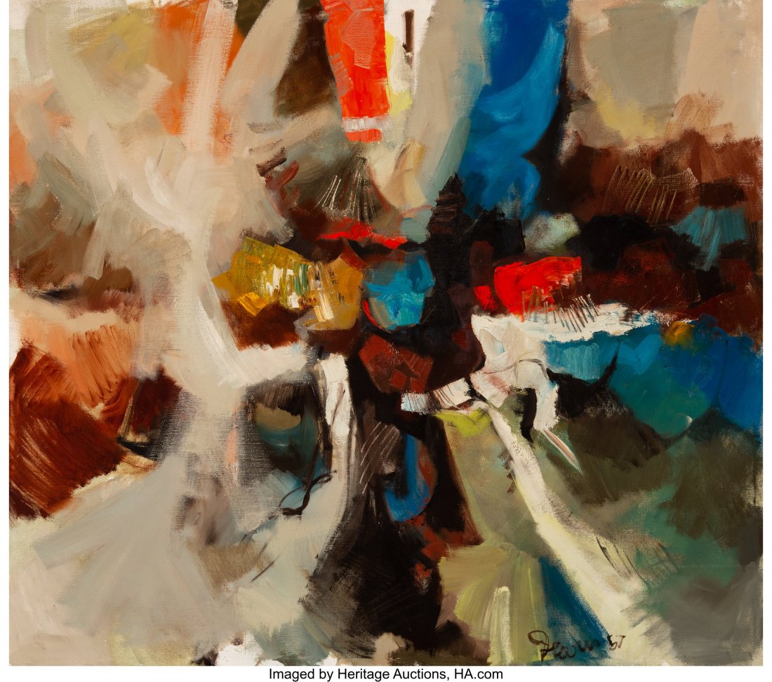 Robert Irwin (b. 1928) Untitled, 1957 Oil on can: Robert Irwin (b. 1928) Untitled, 1957 Oil on canvas 43 x 48 inches (109.2 x 121.9 cm) Signed and dated lower right: Irwin 57 PROVENANCE: Ferus Gallery, Los Angeles, California; Private collection, Los