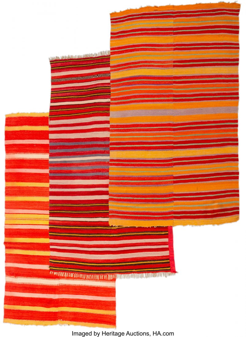 Three New Mexican Rio Grande Weavings c. 1900 : Three New Mexican Rio Grande Weavings c. 1900 native handspun wool, aniline dyes Provenance: From the L. D. Bax Collection Dimensions: 87 x 48 inches each, approximately HID03101062020 © 2020 Her