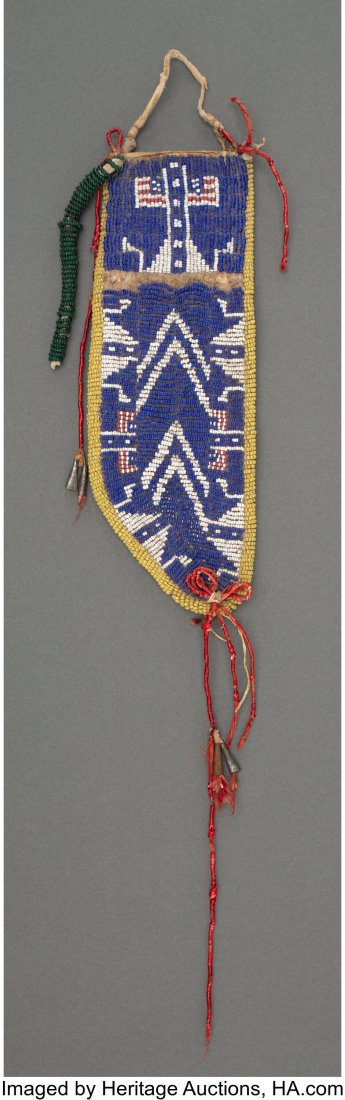 A Sioux Beaded Hide Pictorial Knife Sheath Leng: A Sioux Beaded Hide Pictorial Knife Sheath Length: 8 &frac34; inches, excluding attachments HID03101062020 © 2020 Heritage Auctions | All Rights Reserved
