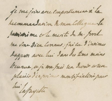 Marquis de Lafayette Autograph Endorsement Signe