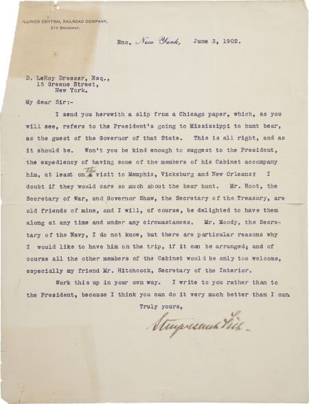 [Theodore Roosevelt] Stuyvesent Fish Typed Lette