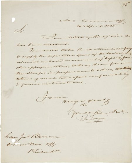 John Rodgers Letter Signed. One paged, 8" x 10",
