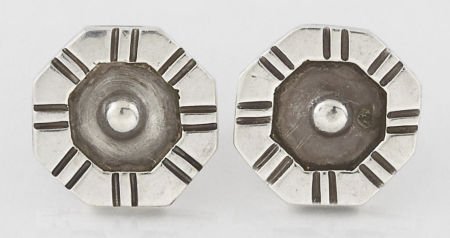 A PAIR OF MEXICAN SILVER EARRINGS William Spratl