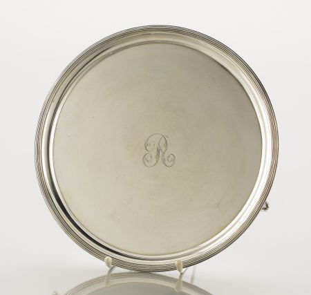 A GEORGE III SILVER FOOTED TRAY George Smith & T
