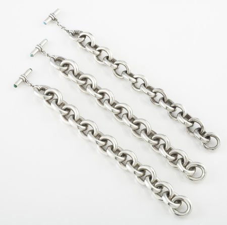 A SET OF THREE MEXICAN LINK BRACELETS Antonio Pi