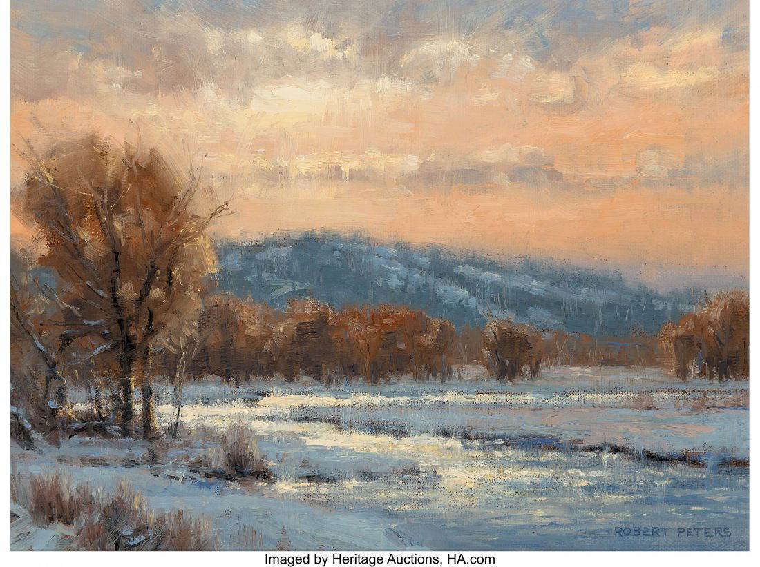 Robert Peters (American, b. 1960) Gentle Hours O: Robert Peters (American, b. 1960) Gentle Hours Oil on canvasboard 9 x 12 inches (22.9 x 30.5 cm) Signed lower right: Robert Peters Signed and titled on the reverse: Robert Peters "Gentle Hours" HID031