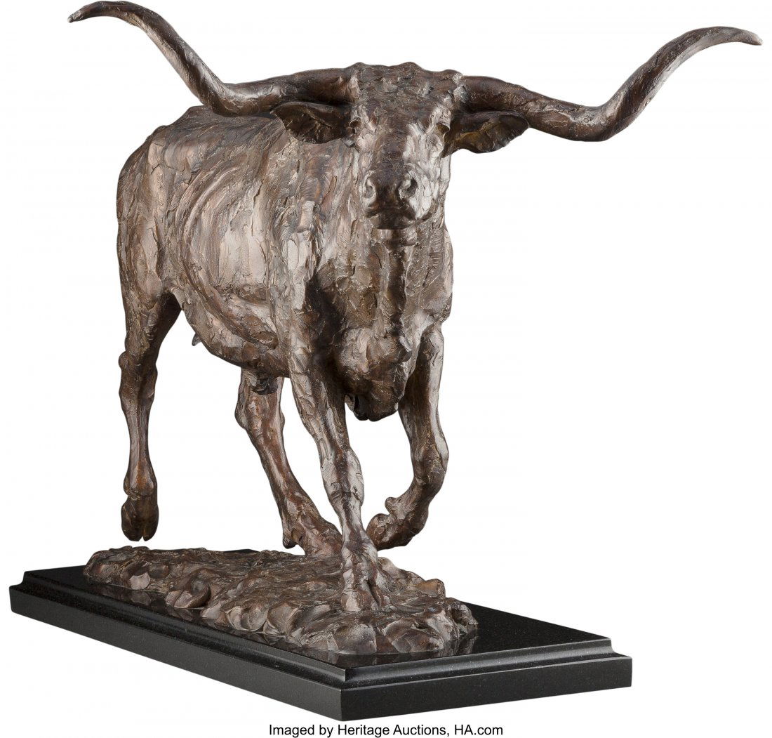 Tim Shinabarger (American, b. 1966) Moving Out B: Tim Shinabarger (American, b. 1966) Moving Out Bronze with brown patina 15 inches (38.1 cm) high on a 1-1/4 inches (3.2 cm) high granite base Ed. 37/40 Inscribed on base: T. Shinabarger 37/40 PROVENAN