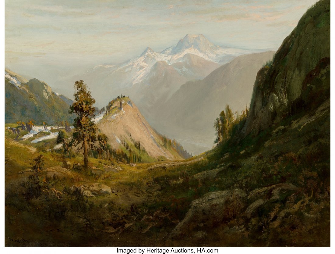 William Keith (American, 1838-1911) Where Gold w: William Keith (American, 1838-1911) Where Gold was Found in California, 1901 Oil on canvas 30 x 40 inches (76.2 x 101.6 cm) Signed, dated, and inscribed lower left: W Keith / S.F. 1901 PROVENANCE: Mr.