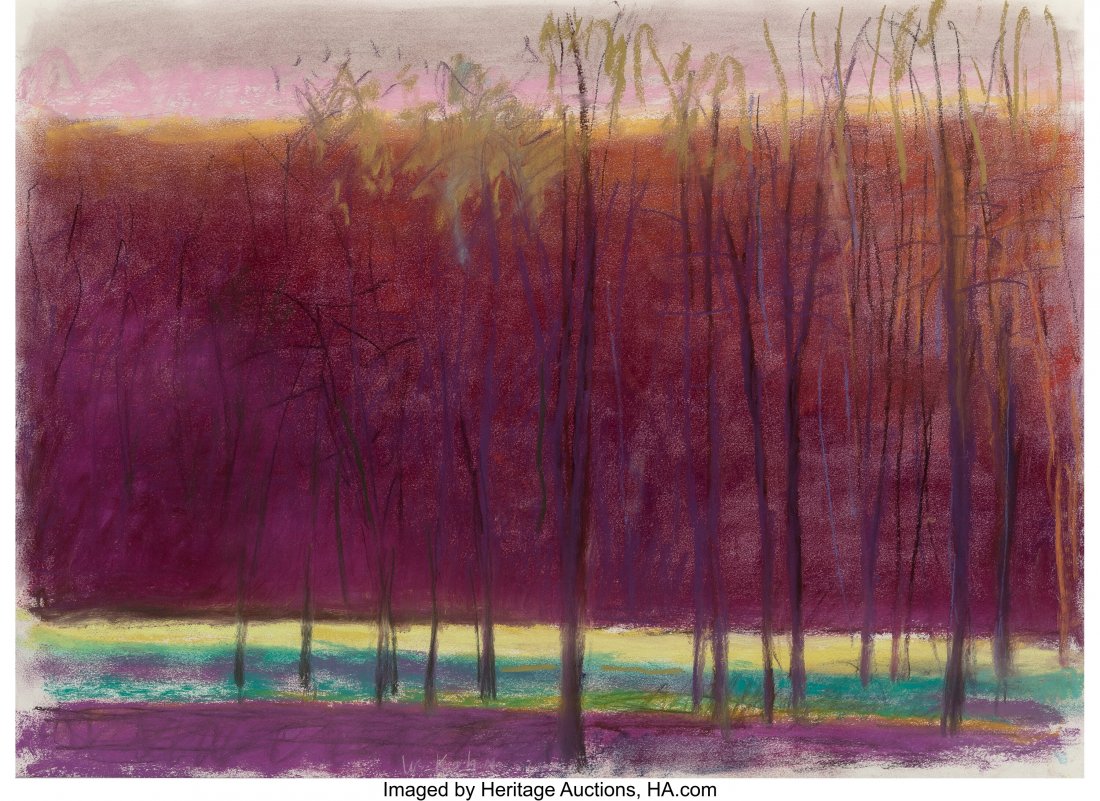 Wolf Kahn (American, 1927-2020) Tall Trees in a: Wolf Kahn (American, 1927-2020) Tall Trees in a Dark Red World Pastel on paper 22 x 32 inches (55.9 x 81.3 cm) (sheet) Signed lower center: W Kahn HID03101062020© 2020 Heritage Auctions | All Rights