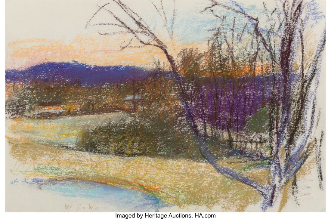 Wolf Kahn (American, 1927-2020) From the Smallwo: Wolf Kahn (American, 1927-2020) From the Smallwoods, 1987 Pastel on paper 12 x 17-3/4 inches (30.5 x 45.1 cm) (sheet) Signed lower left: W Kahn PROVENANCE: Gerald Peters Gallery, Santa Fe, New Mexico;