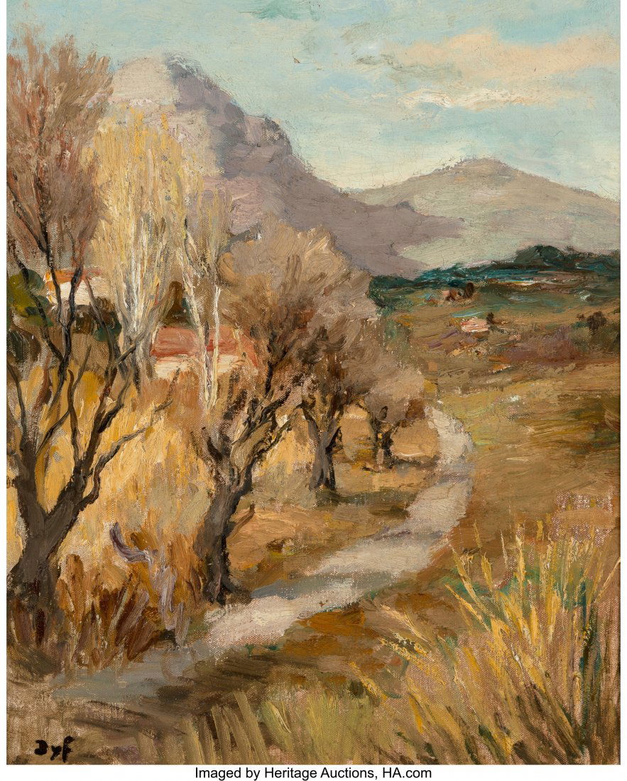 Marcel Dyf (French, 1899-1985) Petit sentier en: Marcel Dyf (French, 1899-1985) Petit sentier en Provence, 1945 Oil on canvas 18-1/4 x 15 inches (46.4 x 38.1 cm) Signed lower left: Dyf We wish to thank Claudine Dyf for kindly confirming the authenti