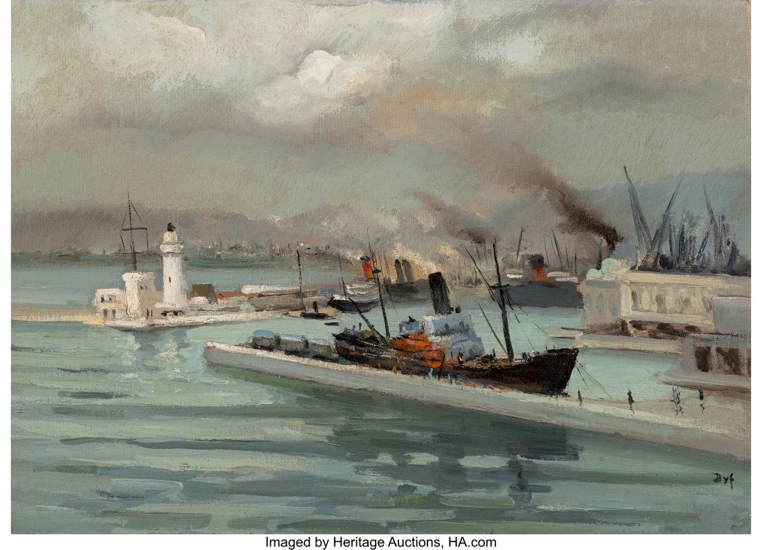 Marcel Dyf (French, 1899-1985) Bassin du port de: Marcel Dyf (French, 1899-1985) Bassin du port de Marseille, 1945 Oil on canvas 18-3/8 x 25-5/8 inches (46.7 x 65.1 cm) Signed lower right: Dyf We wish to thank Claudine Dyf for kindly confirming the a