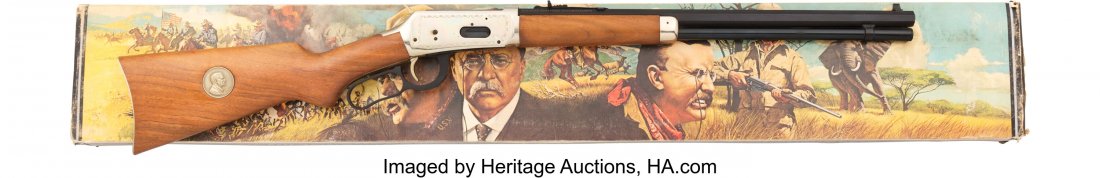 Boxed Winchester Model 94 Theodore Roosevelt Com: Boxed Winchester Model 94 Theodore Roosevelt Commemorative Saddle Ring Carbine. Serial no. TR35583, .30-30 WIN. caliber, 20-inch octagonal barrel with elevation rear sight and fixed front sight. Blued