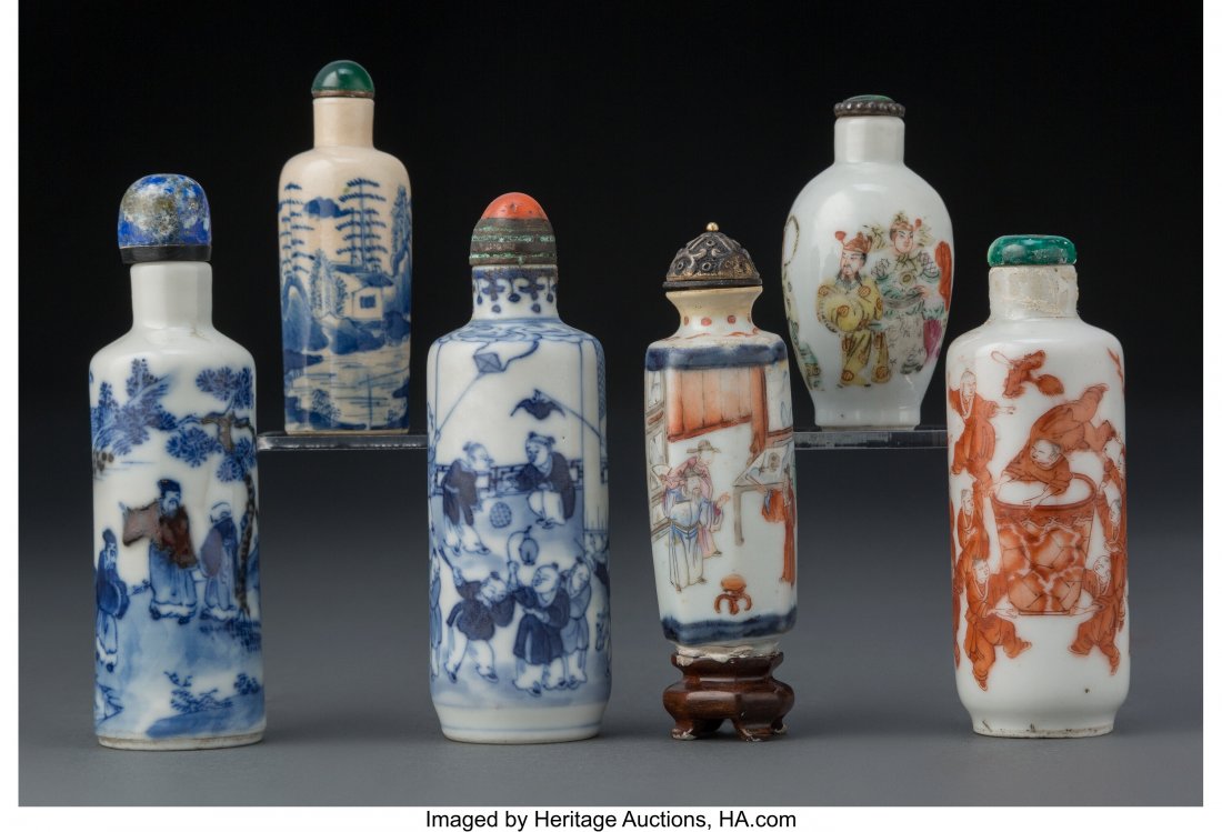 A Group of Six Chinese Porcelain Snuff Bottles M (1 of 2)