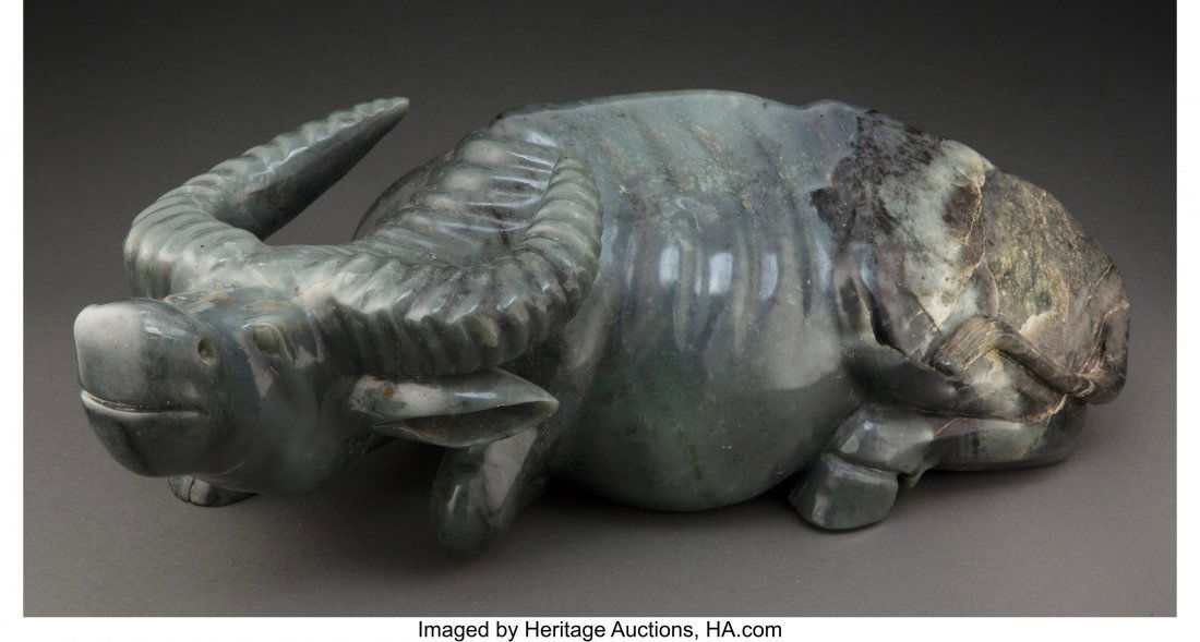 A Chinese Carved Jade Water Buffalo 21 x 10 x 7 (1 of 2)
