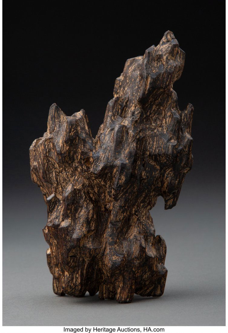 A Chinese Aloeswood Carving of A Scholar's Rock (1 of 2)