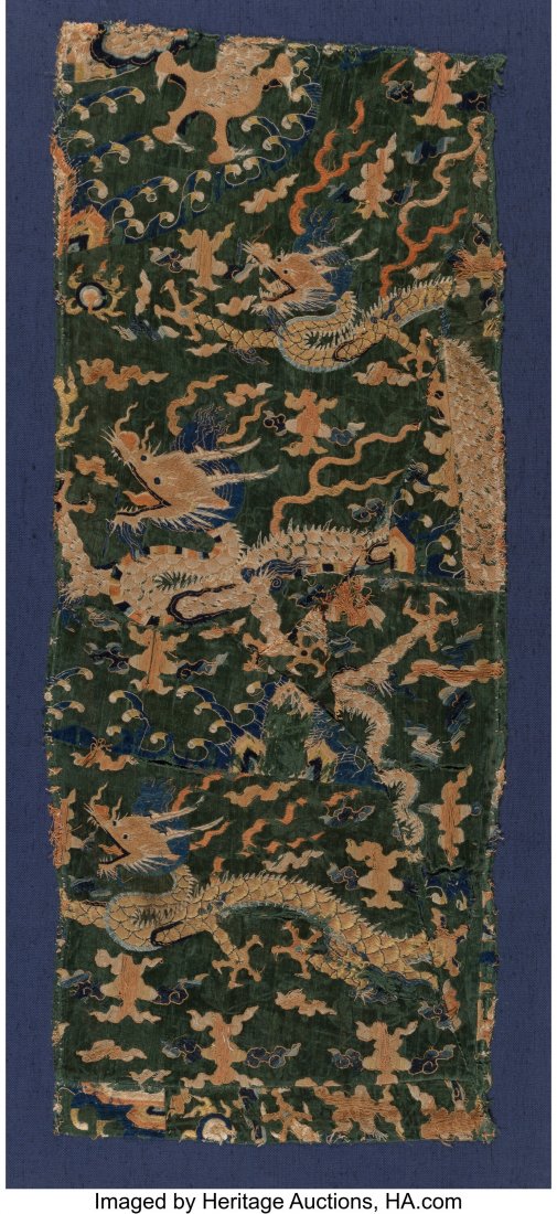 A Chinese Silk Embroidery Panel 36-1/2 x 14 inch (1 of 2)