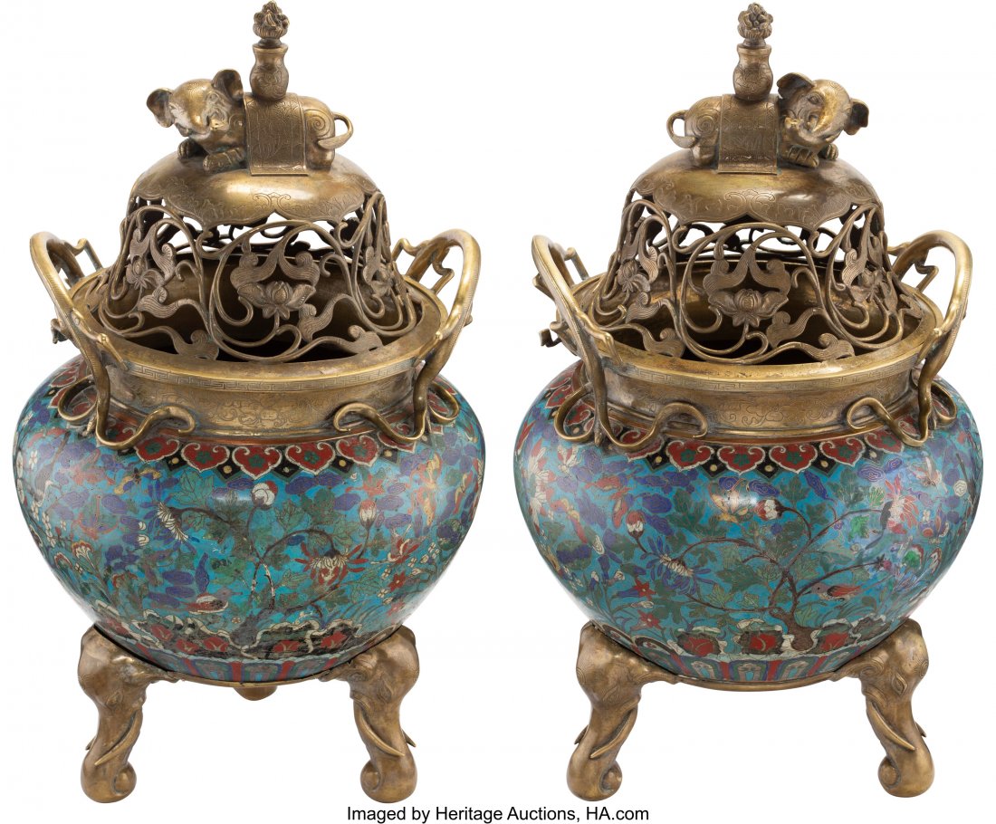 A Pair of Chinese Cloisonné Fishbowls Mou (1 of 5)
