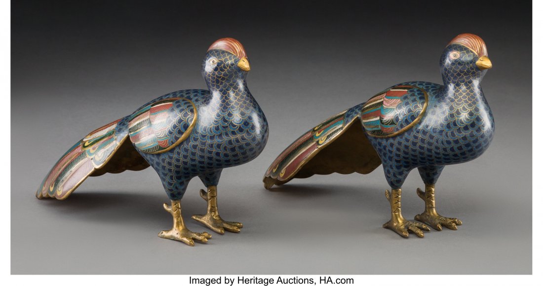 A Pair of Chinese Cloisonné and Gilt Bron (1 of 3)