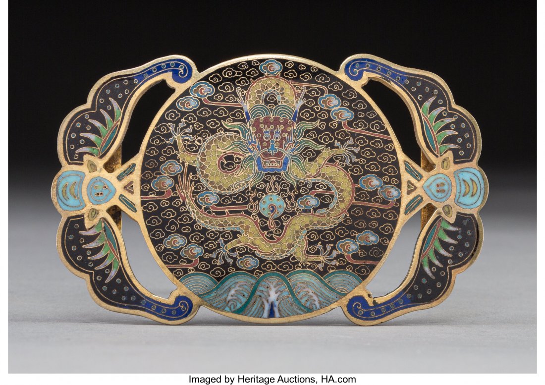 A Chinese Cloisonné Dragon Belt Hook 2-1/ (1 of 2)