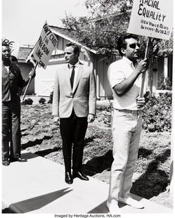 Charles Brittin (American, 1928-2011) Untitled (: Charles Brittin (American, 1928-2011) Untitled (Marlon Brando at Civil Rights Demonstration, Torrance, California), 1963 Gelatin silver, printed later 18-3/8 x 14-3/4 inches (46.7 x 37.5 cm) Signed, t