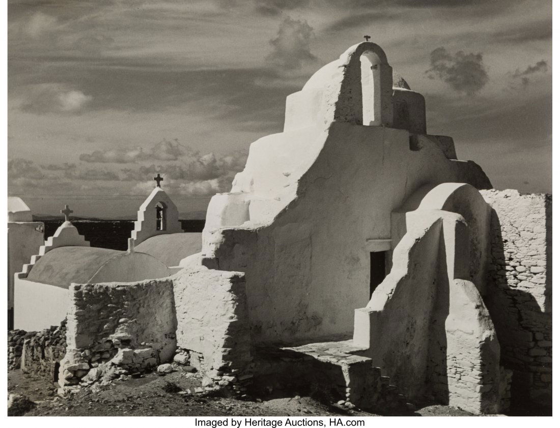 Herbert List (German, 1903-1975) Church, Cyclade: Herbert List (German, 1903-1975) Church, Cyclades, Island of Mykonos, 1937 Gelatin silver, printed later 9-7/8 x 12-5/8 inches (25.1 x 32.1 cm) Two of the photographer's stamps verso. HID03101062020 &