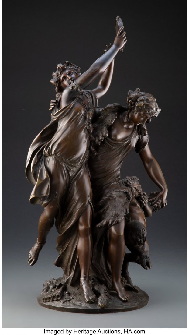 After Claude Michel Clodion (French, 1738-1814): After Claude Michel Clodion (French, 1738-1814) Bacchanalia Bronze 22-1/2 inches (57.2 cm) Incised Clodion, 1763 HID03101062020 © 2020 Heritage Auctions | All Rights Reserved