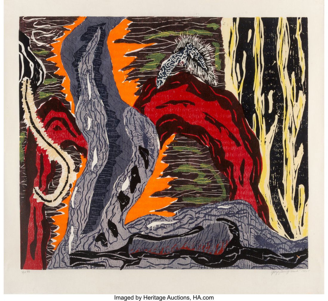 Gregory Amenoff (American, b. 1948) Chamber, 198: Gregory Amenoff (American, b. 1948) Chamber, 1985 Woodcut in colors on paper 31-1/4 x 37-3/8 inches (79.4 x 94.9 cm) (image) Ed. 2/12 A.P. Signed, dated, numbered, and titled in pencil along lower edg