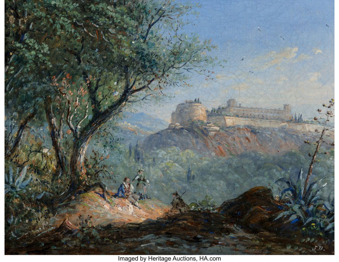 British School (19th Century) Young courtiers at: British School (19th Century) Young courtiers at rest Oil on canvas 6-1/2 x 8-1/2 inches (16.5 x 21.6 cm) Signed lower right: JB HID03101062020 © 2020 Heritage Auctions | All Rights Reserved