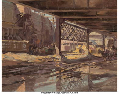 Ashcan School (20th Century) West Side, April 4,: Ashcan School (20th Century) West Side, April 4, 1912 Oil on canvas 15-1/2 x 19-1/2 inches (39.4 x 49.5 cm) Dated lower left: April 4, 1912 PROVENANCE: Collection of Christina Morton; Estate of the ab