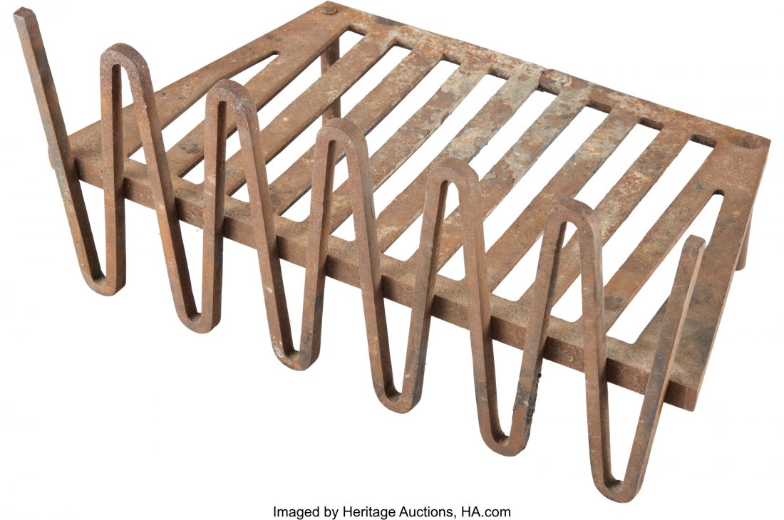 Mel Bogart (American, 20th century) Fire Grate,: Mel Bogart (American, 20th century) Fire Grate, circa 1955, Stewart-Winthrop Wrought iron 10-3/4 x 23-1/4 x 13-1/4 inches (27.3 x 59.1 x 33.7 cm) Embossed FELMORE ASSOCIATES HID03101062020 © 2020