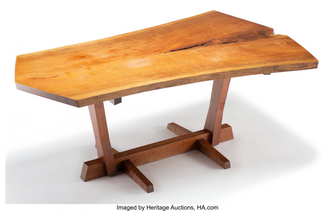 George Nakashima (American, 1905-1990) Conoid Di: George Nakashima (American, 1905-1990) Conoid Dining Table, 1970 Single English walnut board, two rosewood butterfly keys 28-3/4 x 72-3/4 x 45-1/8 inches (73.0 x 184.8 x 114.6 cm) Inscribed THELANDER