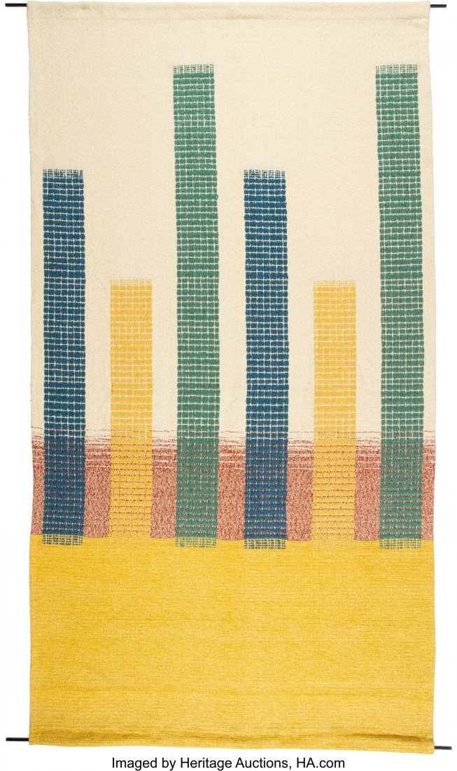 Maria Kipp (German/American, 1900-1988) Tapestry: Maria Kipp (German/American, 1900-1988) Tapestry, circa 1950 Hand-woven textile 83 x 43-1/2 inches (210.8 x 110.5 cm) HID03101062020 © 2020 Heritage Auctions | All Rights Reserved