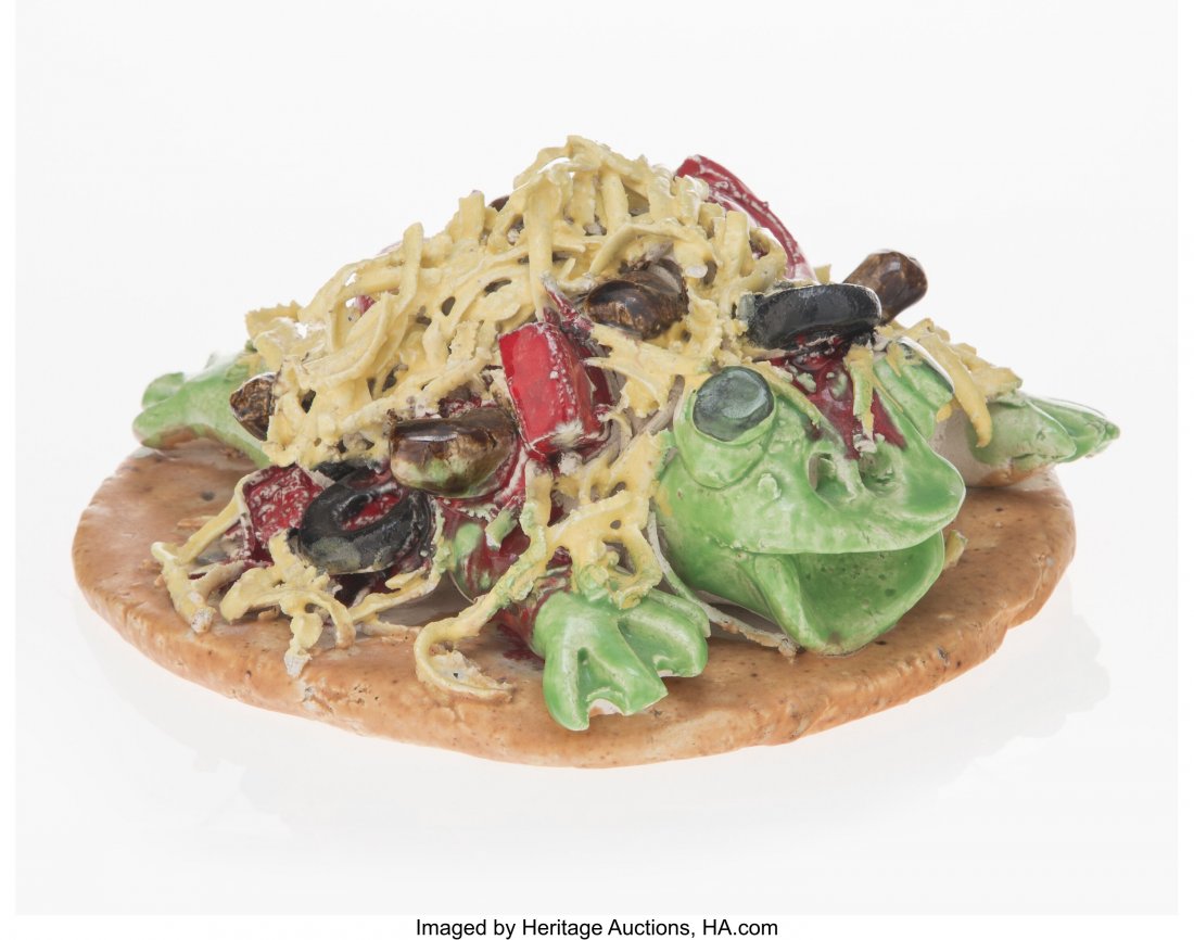 David James Gilhooly (American, 1943-2013) Frog: David James Gilhooly (American, 1943-2013) Frog Tostada, circa 1975 Glazed Ceramic 3 x 6-1/2 inches (7.6 x 16.5 cm) Incised Gilhooly, (partially effaced) 79 HID03101062020 © 2020 Heritage Auction