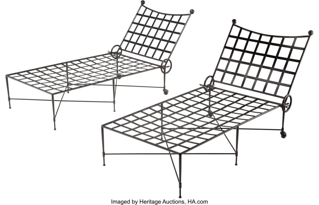 Mario Papperzini (American, 20th century) Pair o: Mario Papperzini (American, 20th century) Pair of Chaises, circa 1960, John Salterini Iron 37-1/4 x 33-1/2 x 55 inches (94.6 x 85.1 x 139.7 cm) HID03101062020 © 2020 Heritage Auctions | All Right