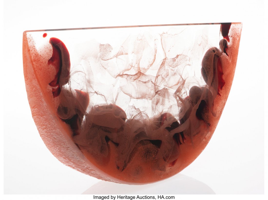 Jean-Claude Ourdouillie (French, b. 1949) Untitl: Jean-Claude Ourdouillie (French, b. 1949) Untitled, circa 2000 Pâte-de-Verre 4-1/2 x 22 x 11-1/8 inches (11.4 x 55.9 x 28.3 cm) PROPERTY FROM A DALLAS GLASS COLLECTION HID03101062020 © 2020