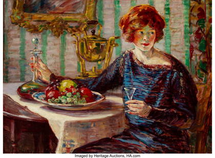 Christina Morton (American, 1891-1957) A Lady of: Christina Morton (American, 1891-1957) A Lady of Leisure Oil on canvas 30 x 40 inches (76.2 x 101.6 cm) Signed lower left: Christina Morton PROVENANCE: Private collection, Dallas, Texas; Heritage Auct