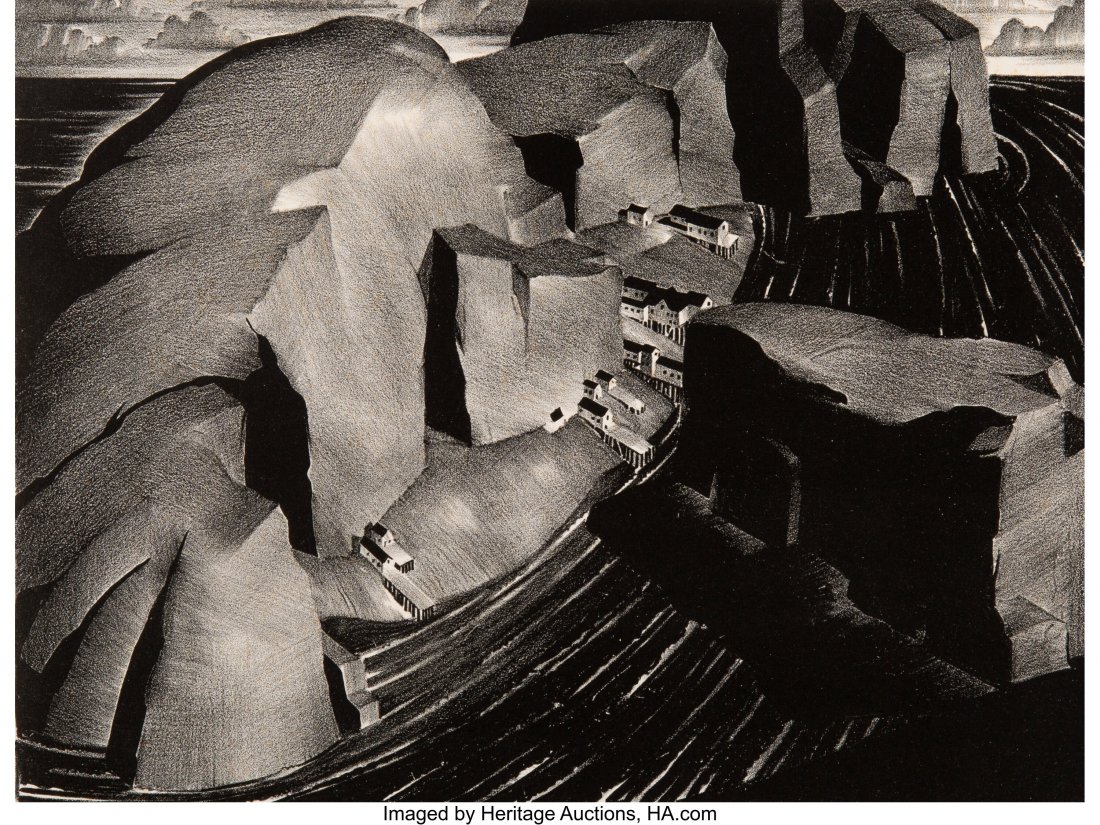 Stow Wengenroth (American, 1906-1978) Rocks, Eas: Stow Wengenroth (American, 1906-1978) Rocks, Eastport, 1931 Lithograph on Rives paper 11-1/2 x 16 inches (29.2 x 40.6 cm) (sheet) Edition of 75 Signed and titled in pencil along lower edge LITERATURE: