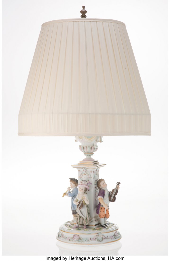 A Sèvres-Style Figural Porcelain Lamp, 19: A Sèvres-Style Figural Porcelain Lamp, 19th century Marks: (crossed L's in underglaze blue) 14 x 8 inches (35.6 x 20.3 cm) with a 10 inch lamp mount HID03101062020 © 2020 Heritage Auctions
