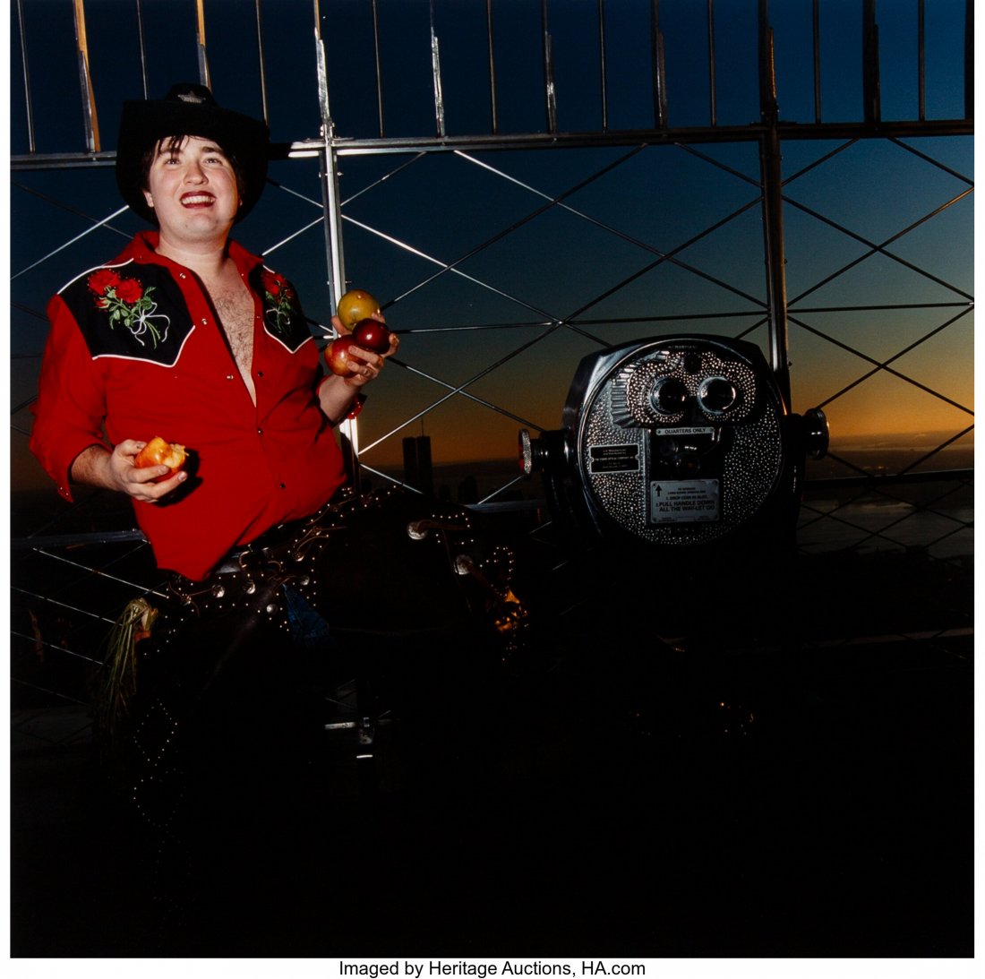 Chris Verene (b. 1969) Cheri Nevers Hosting a "S: Chris Verene (b. 1969) Cheri Nevers Hosting a "Self-Esteem Salon" on Top of the Empire State Building, 1998 Chromogenic 11 x 11-1/8 inches (27.9 x 28.3 cm) Signed and editioned 5/20 in ink on verso. T