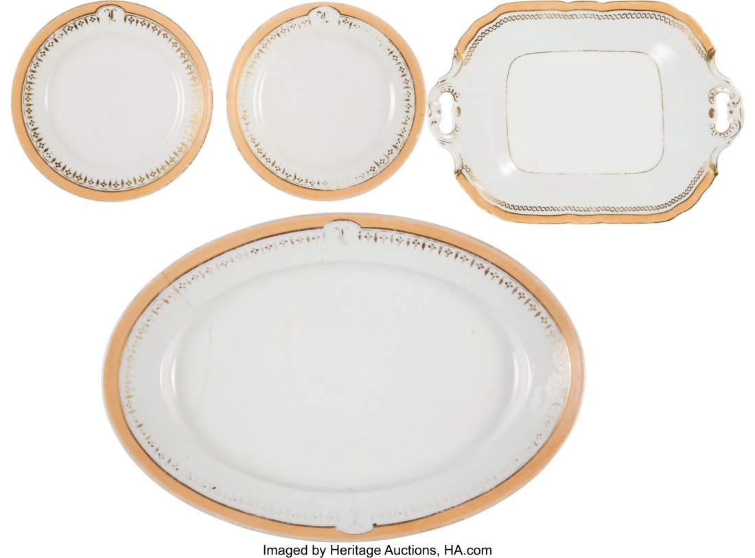 Mary Todd Lincoln: Buff & Gold Personal China. G: Mary Todd Lincoln: Buff & Gold Personal China. Group of dinnerware believed to have been ordered by Mary Todd Lincoln while still resident at the White House, delivered just prior to the President