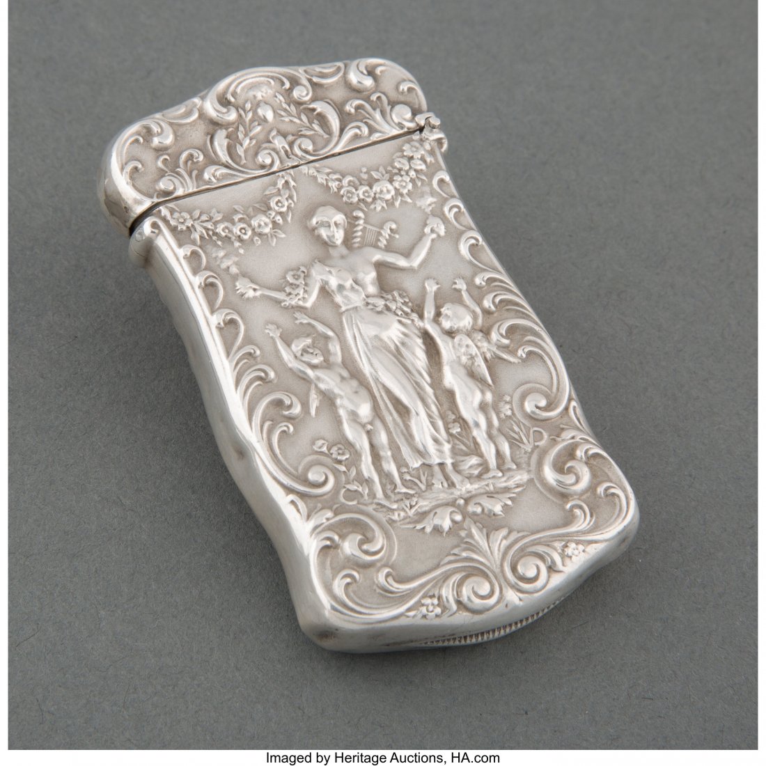 A Gorham Mfg. Co. Silver Match Safe, Providence,: A Gorham Mfg. Co. Silver Match Safe, Providence, Rhode Island, late 19th century Marks: (lion-anchor-G), STERLING, 1245 2-1/2 x 1-1/2 inches (6.4 x 3.8 cm) 0.72 troy ounces Property from the Estate of