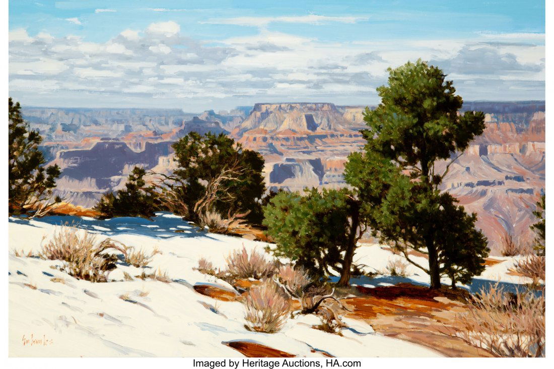 Tony Eubanks (American, b. 1939) Snow on the Sou: Tony Eubanks (American, b. 1939) Snow on the South Rim Oil on canvas 16 x 24 inches (40.6 x 61.0 cm) Signed lower left: Eubanks PROVENANCE: North Folk Fine Art, Hunt, Texas; Private collection; Morris