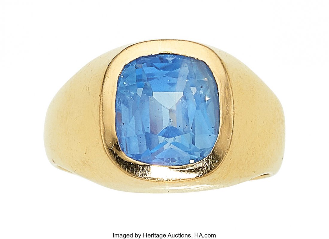 Sapphire, Gold Ring  The ring features a cushion (1 of 1)