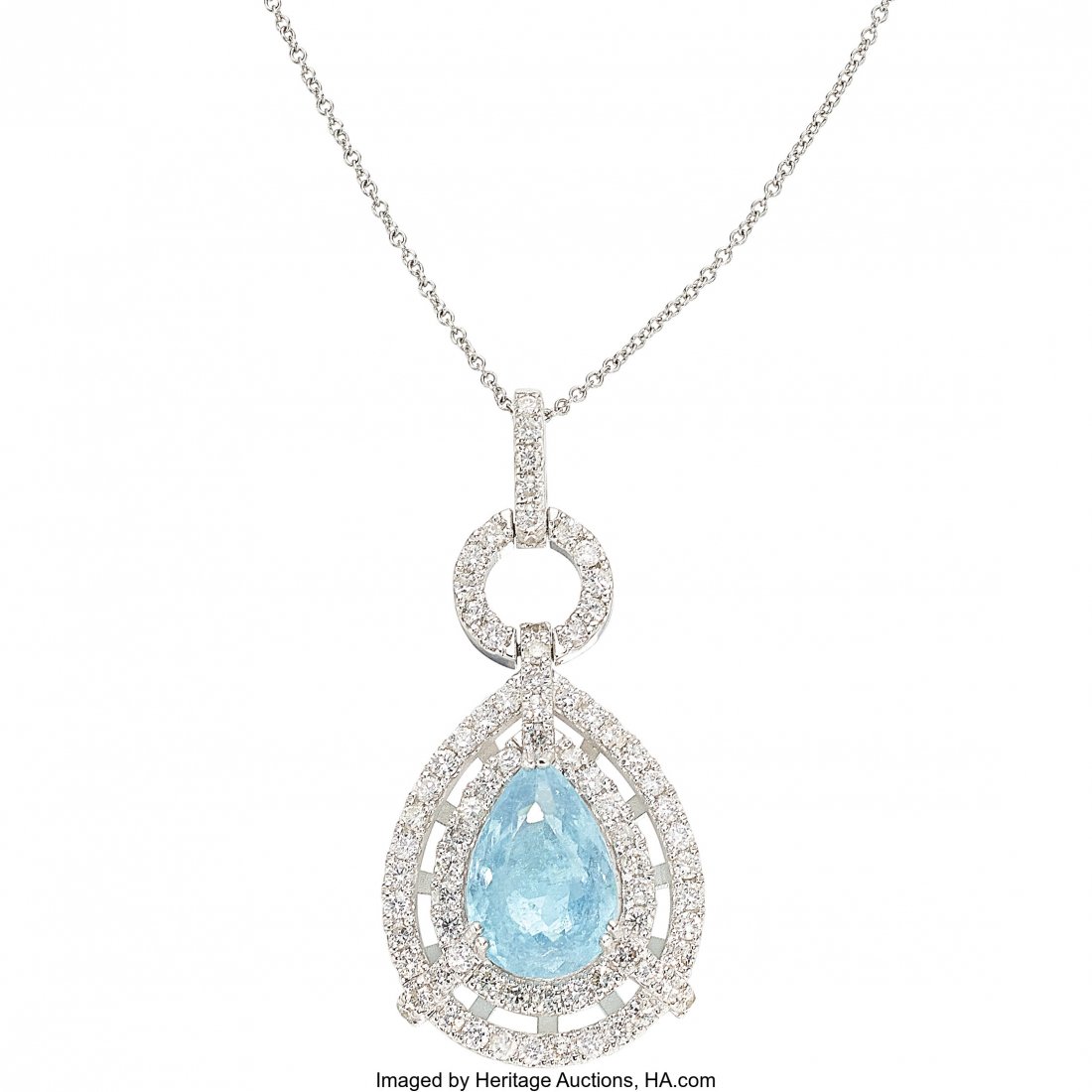 Tourmaline, Diamond, White Gold Pendant-Necklace (1 of 3)