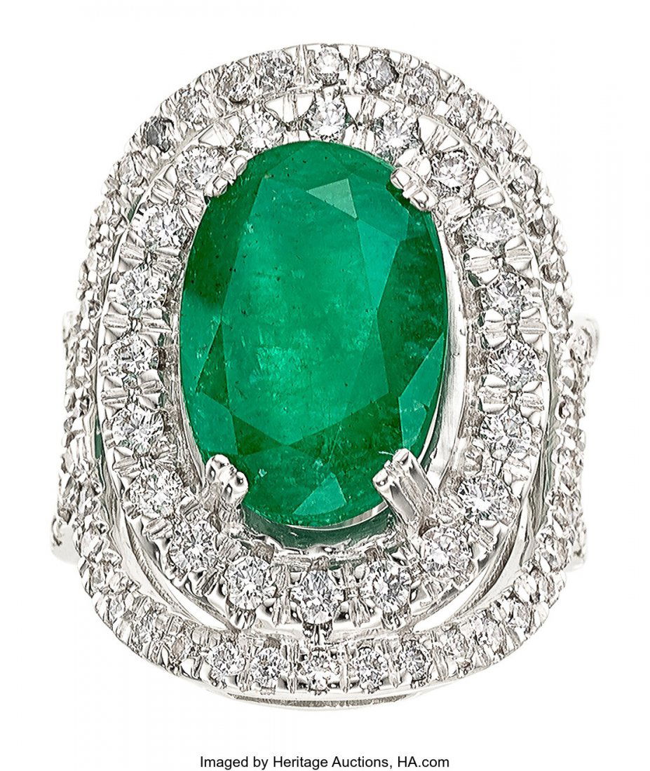Emerald, Diamond, White Gold Ring  The ring feat (1 of 1)