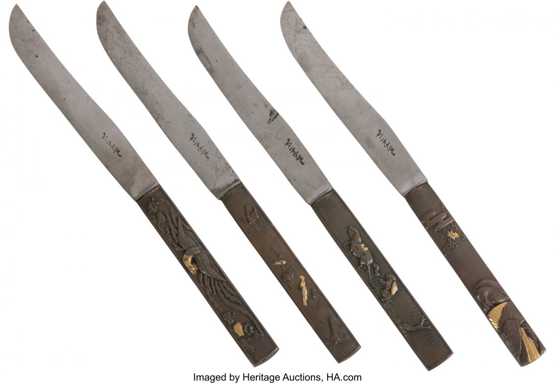 A Group of Four Japanese Mixed Metal Knives 8 x (1 of 2)
