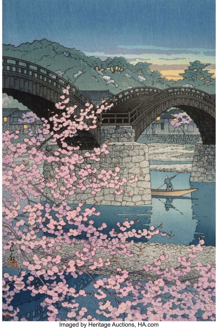 Hasui Kawase (Japanese, 1883-1957) Spring Evenin (1 of 3)